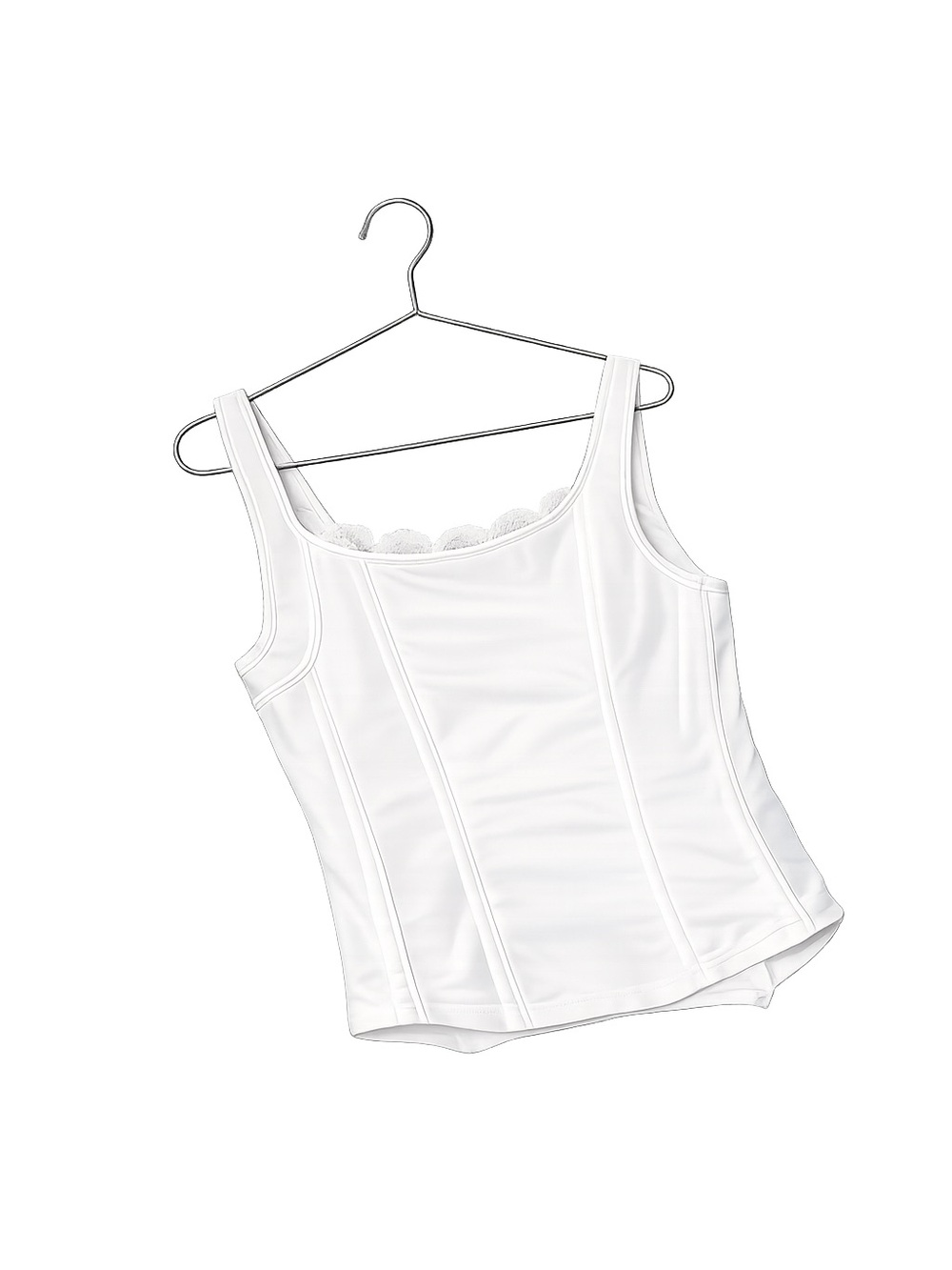 White Lace Trim Tank Top